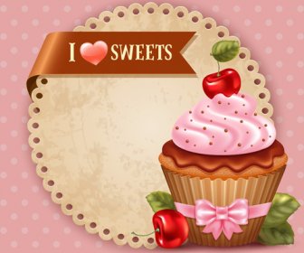 Süße Muffins Vektor-Einladungskarten