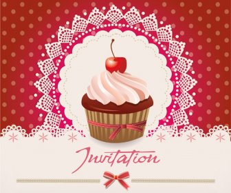 Cute Cupcakes Vector Invitation Cards