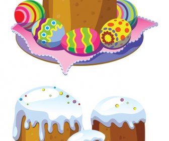 귀여운 부활절 케이크 벡터 디자인 그래픽
