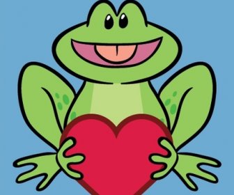 可愛的青蛙抱著一顆心