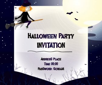 Linda Invitación De Halloween Tarjetas De Vector