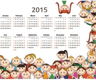 Niedliche Glücklich Schulen Kids15 Vektor Kalender