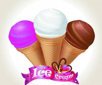 cute ice cream design vector