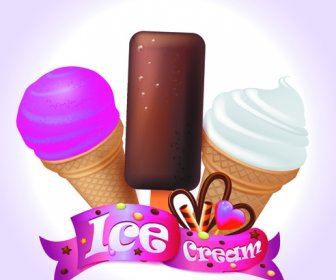 симпатичное мороженое дизайн вектор 3