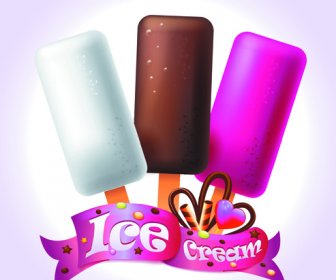 симпатичное мороженое дизайн вектор 5