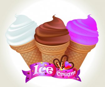симпатичное мороженое дизайн вектор 6