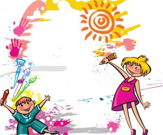 أطفال لطيف تصميم المتجهات