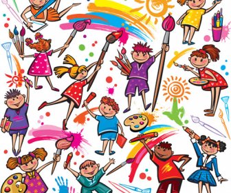 أطفال لطيف تصميم المتجهات