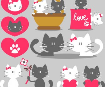 Cute Kittens With Love Vectors