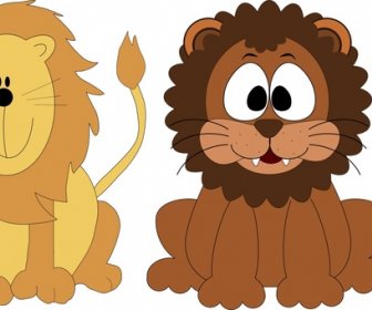 Cute Lions Vector Illustration With Cartoon Style