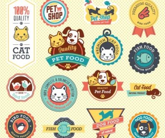 Cute Pet Food Labels Vector Graphics