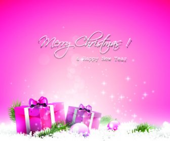 Cute Pink Christmas Background Vector