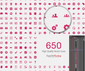 Social-de-rosa Bonito Com Vetor De ícones Web Definida