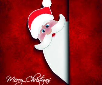 Cute Santa With Red Christmas Background Vector