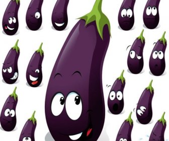 Cute Smiling Face Vector Eggplant