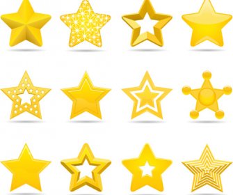 set de iconos de estrellas lindo vector