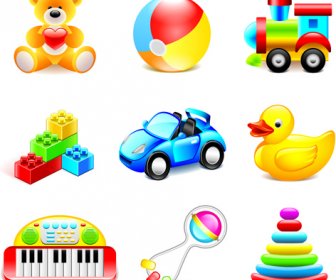 Cute Toy Icons Shiny Vector