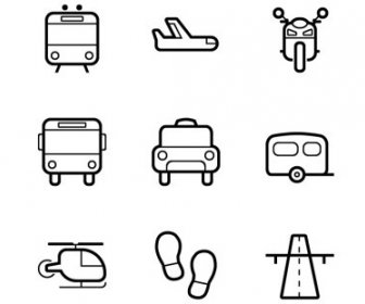 Cute Transportation Outline Icons