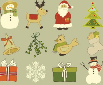 Iconos De Navidad Lindo Mezclan Gráficos Vectoriales