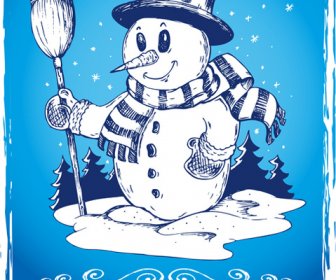 ชุดเวกเตอร์องค์ประกอบออกแบบมนุษย์หิมะคริสต์มาสน่ารัก ๆ
