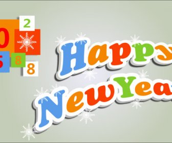 Cute 3d Happy New Year Text Design Vector