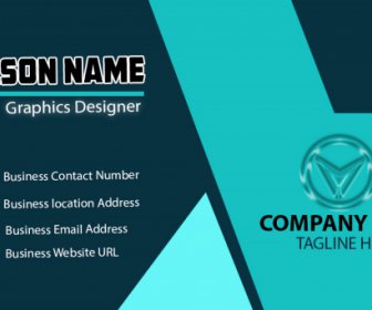 Cyan Color Business Card Design Template Psd