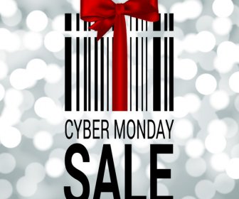 Cyber Monday Banner With Gift Box And Ribbon