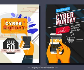Carteles Del Cyber Monday Boceto De Tecnología De Comercio Digital