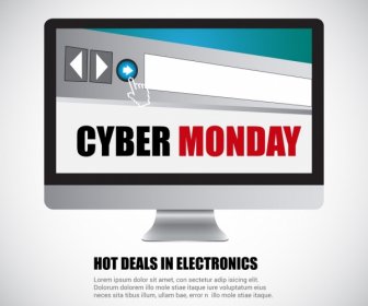 Cyber Monday Sales Banner Computer Interface Decoration