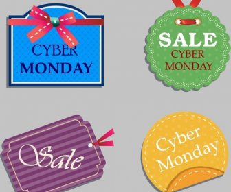 Cyber Monday Sales Tags Collection Colorful Flat Design