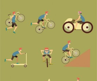 Siklus Olahraga Vektor Ilustrasi Dengan Berbagai Gaya