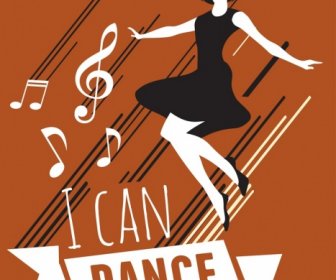 Dance Background Woman Notes Icons Classical Design