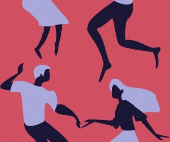 Dançando O Fundo Homem Mulher ícone Silhueta Clássica Decoração