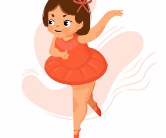 Menari Karakter Kartun Lucu Ikon Ballerina
