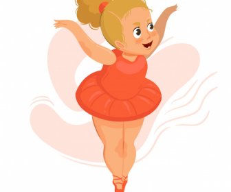 الرقص راقصة الباليه رمز لطيف رسم شخصية الكرتون