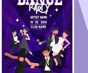 Dancing Party Banner People Icons Classical Design