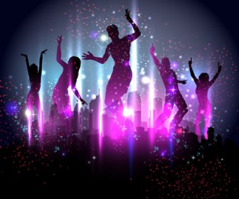 Dancing People With Party Design Vector Set