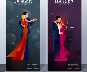 踊るポスター輝く装飾優雅な夫婦のスケッチ