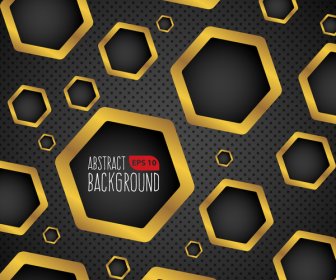 Dark And Gold Background With Hexagonal Holes