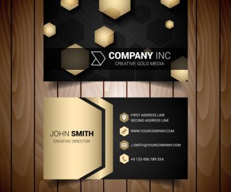 Dark And Gold Hexagonal Abstract Business Card