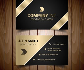 Dark And Gold Lined Corporate Business Card