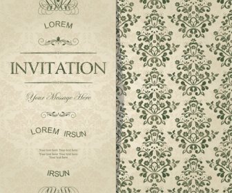 Vectores De Tarjetas De Invitación Vintage Floral Verde Oscuro
