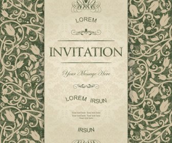 Dunkel Grün Floral Vintage Einladung Karten Vektor