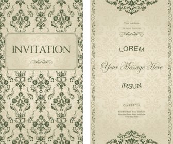 Dunkel Grün Floral Vintage Einladung Karten Vektor