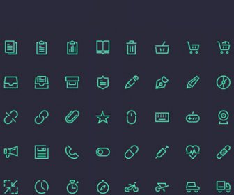 Iconos De Sistema De Línea Verde Oscuro