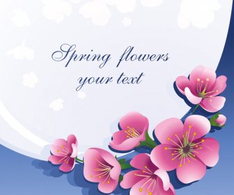 Dark Pink Flower Spring Background Set Vector