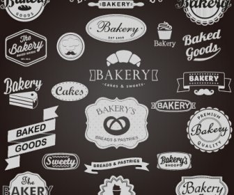 Vecteur D’étiquettes Boulangerie Vintage Noir
