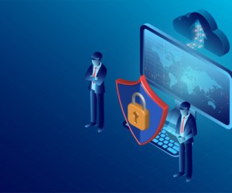 Koncepcja Bezpieczeństwa Danych I Ochrona Prywatności Informacje Cyfrowe Płaski Izometryczny Wektor