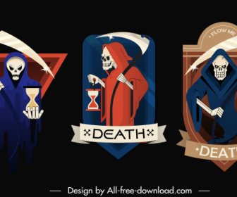 죽음 아이콘 무서운 스케치 다채로운 디자인