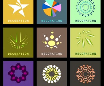 Decor Design Elements Various Colorful Symbols Isolation